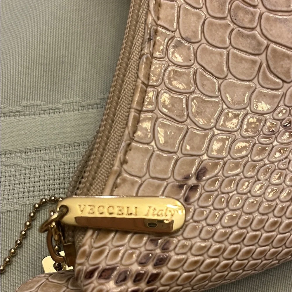 Vecceli Italy Beige Snake Print Shoulder Bag - Picture 4 of 10